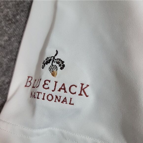 Peter Millar Summer Comfort Blue Jack National Golf Polo Shirt Size L White - Picture 6 of 11